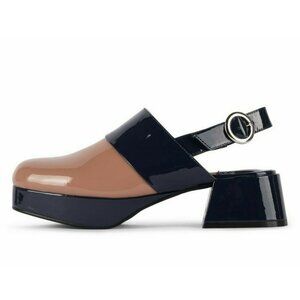 Jeffrey Campbell SUB Leather Platform Sling-Back Mules Blush Navy Size US 6.5